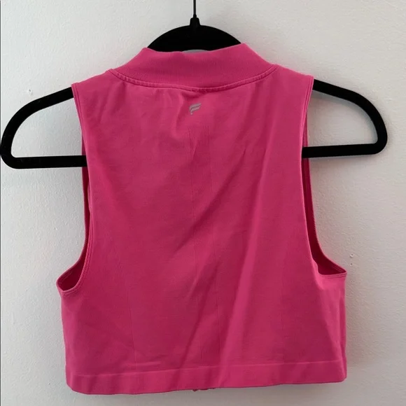 Fabletics Khloe Kardashian Pink Zip-Up Crop Top - Picture 2 of 2